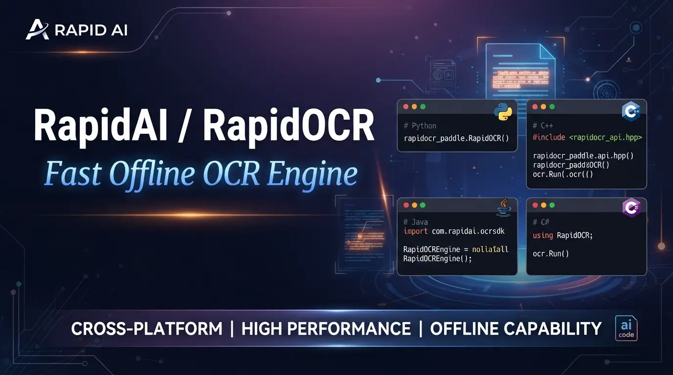 RapidAI/RapidOCR: Fast Offline OCR for Python, C++, Java, and C#