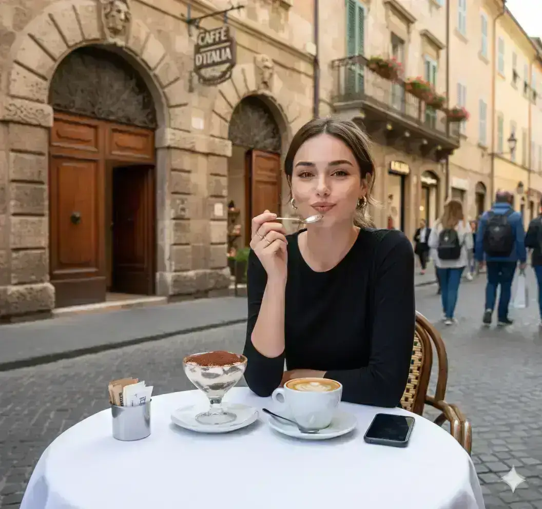 Elegant Woman's Café Portrait