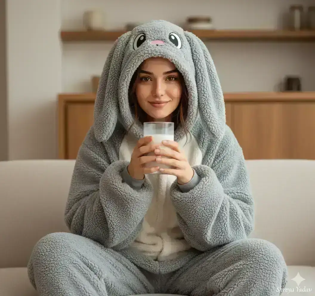 Realistic Portrait in Bunny Onesie
