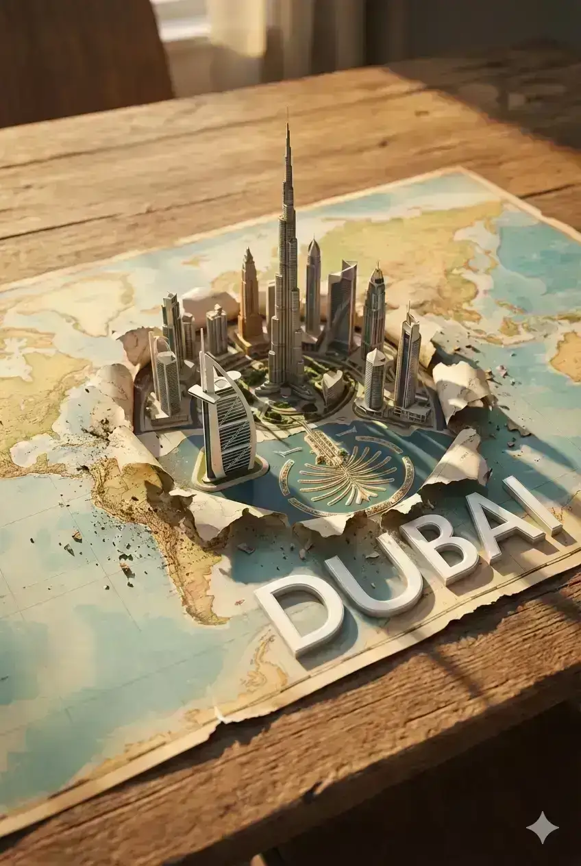  poster featuring a miniature 3D model of City