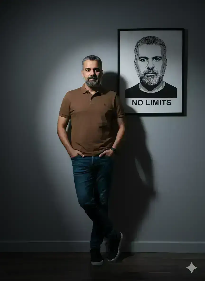 Man Poses Confidently, Artwork Background