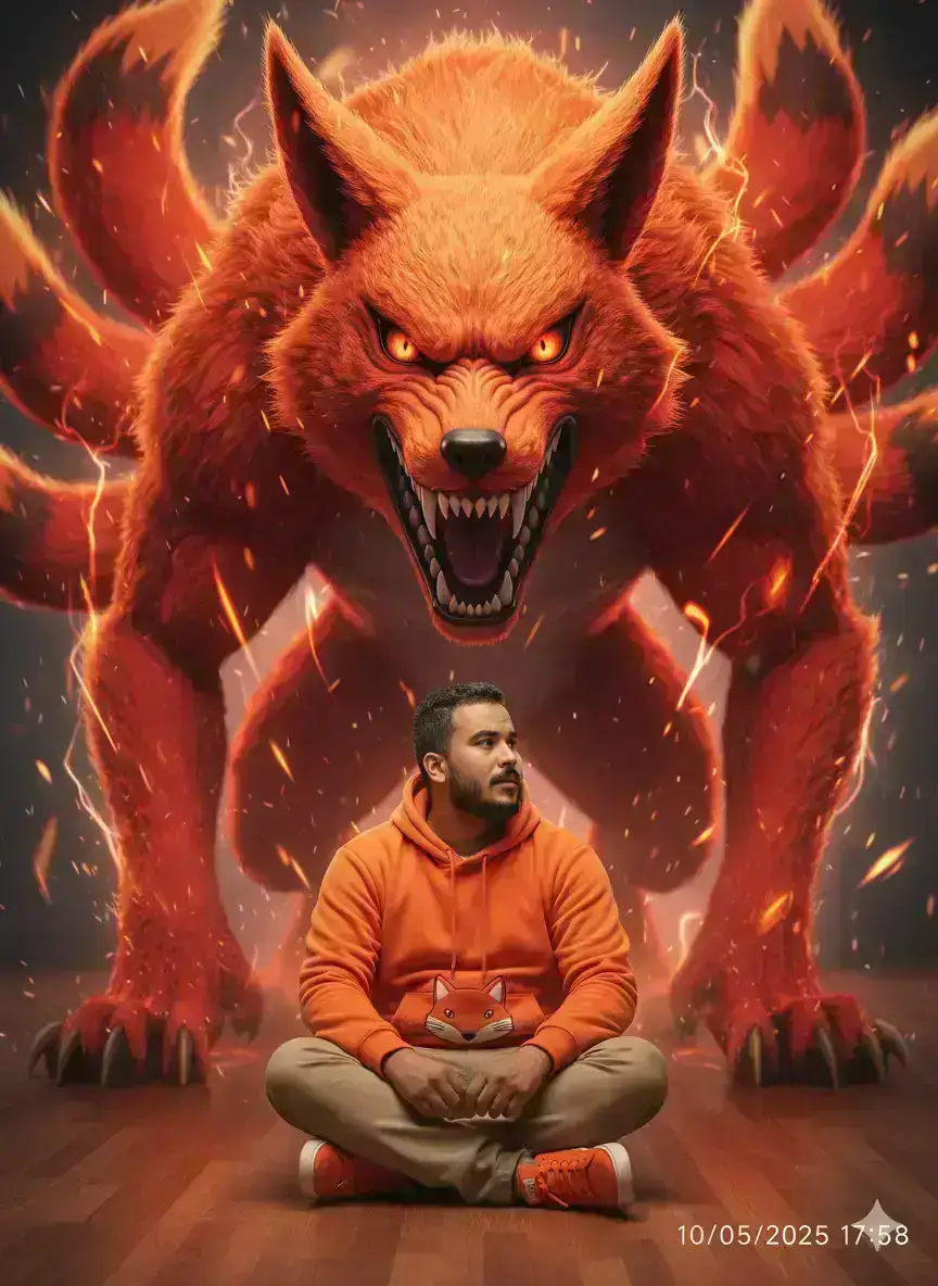 Man and Nine-Tailed Fox Portrait