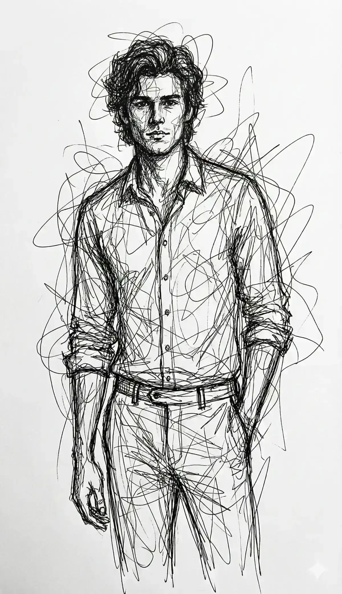 scattered and extremely random black ink lines,