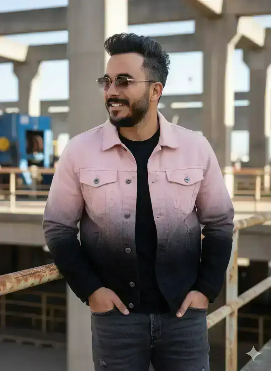 Man In Ombre Denim Jacket