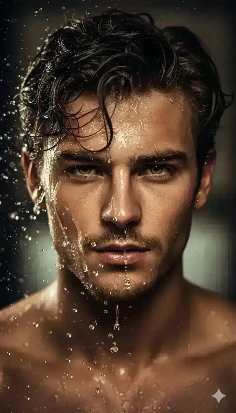 Ultra-realistic cinematic close-up portrait of a young man 