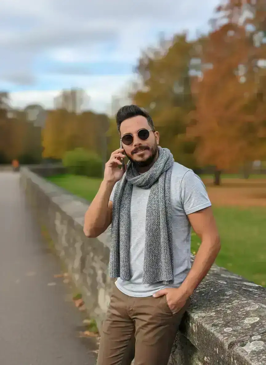 Man with stylish dark pompadour hair