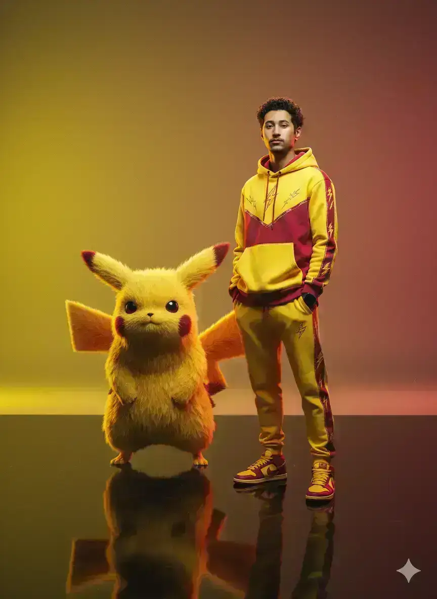 Editorial Portrait with Pikachu Companion