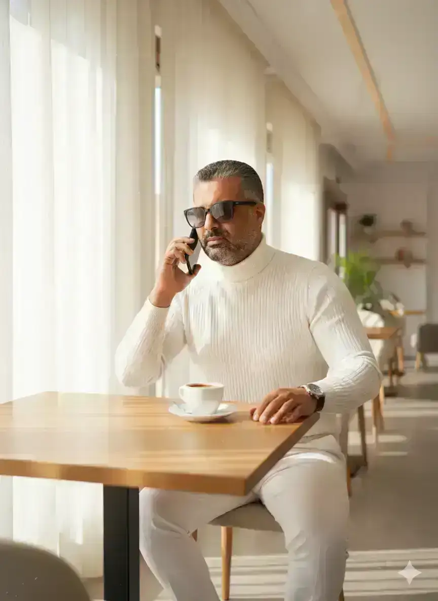 Sophisticated Man at Cafe Image