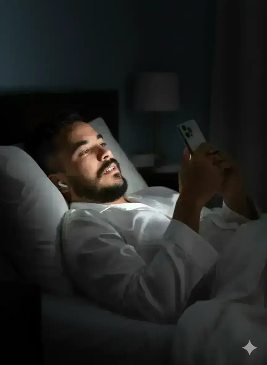 Man Sleeping with iPhone Lighting