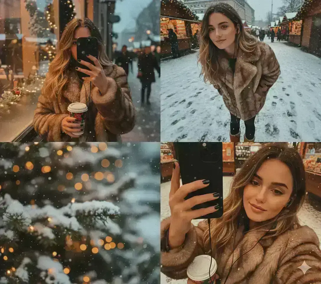 Editorial winter poster style multi panel collage