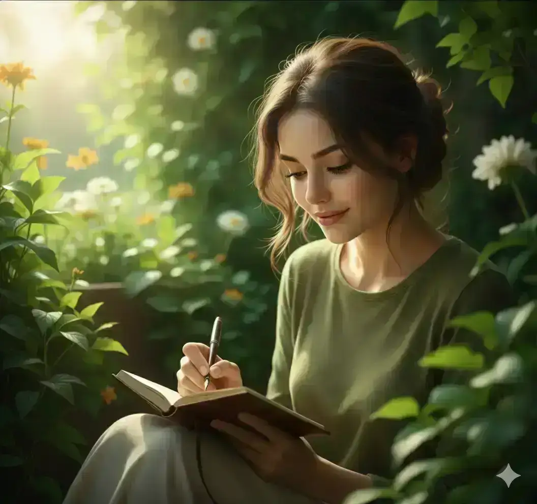 Woman Writing in Nature's Calm