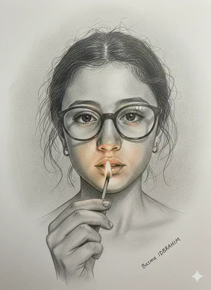 Girl With Lit Match Sketch