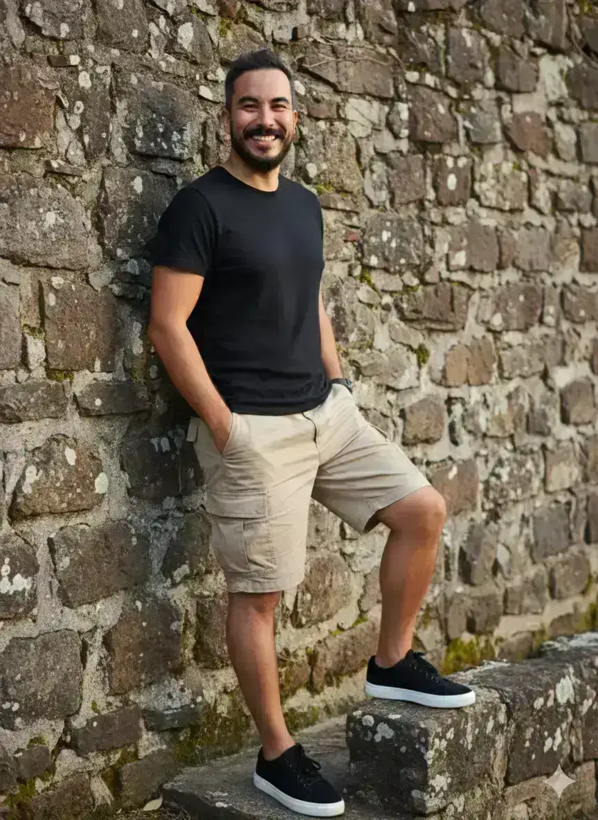 Realistic Portrait Against Stone Wall