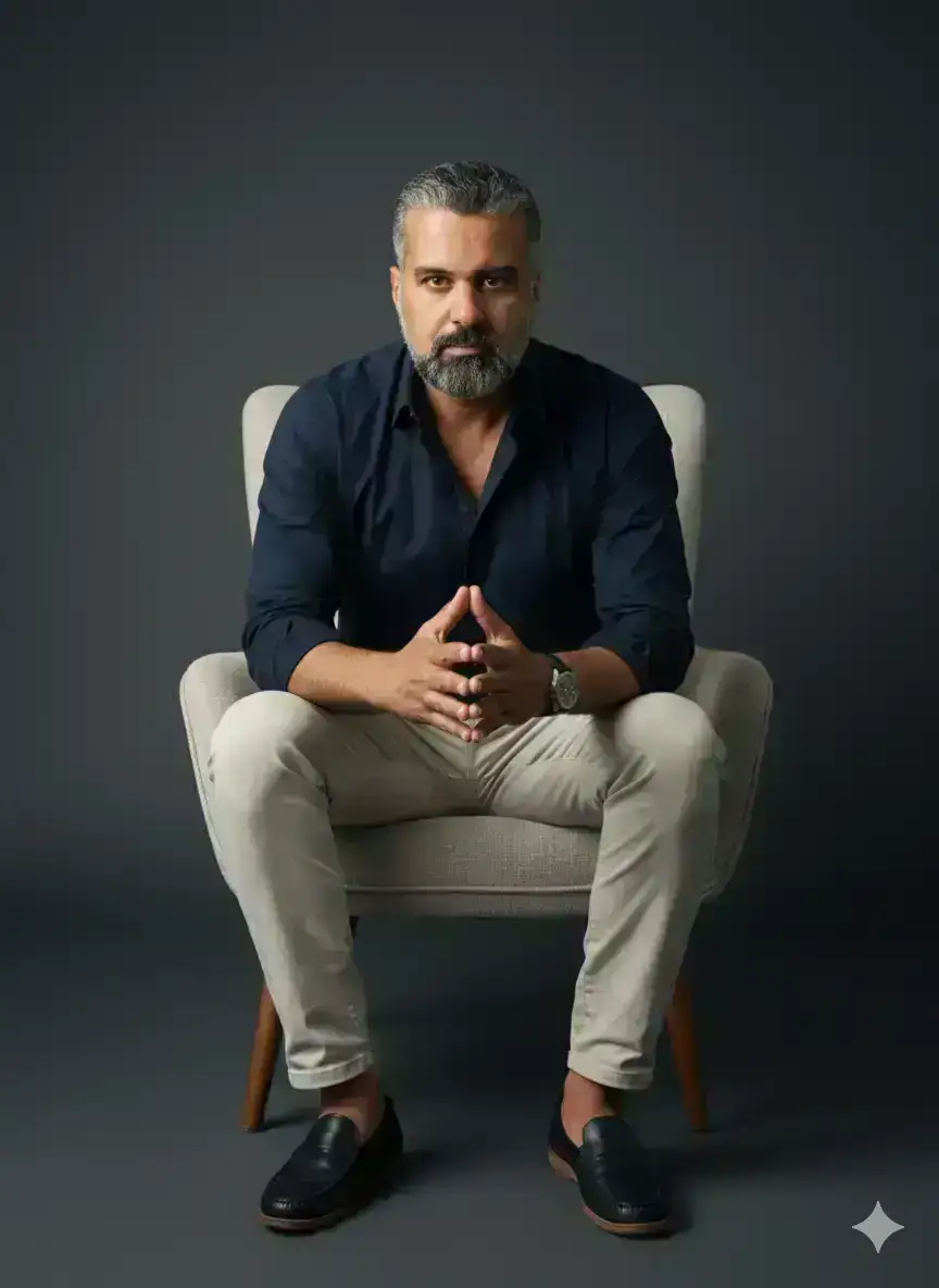 Portrait of a Man in a Cinematic Studio