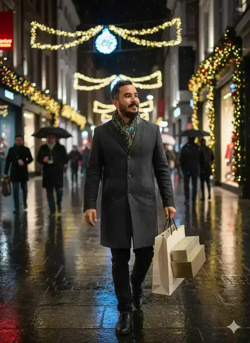 City Christmas Shopping at Night