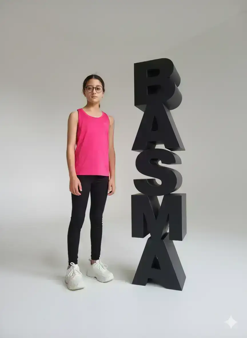 Realistic Photo of Girl and Sculpture