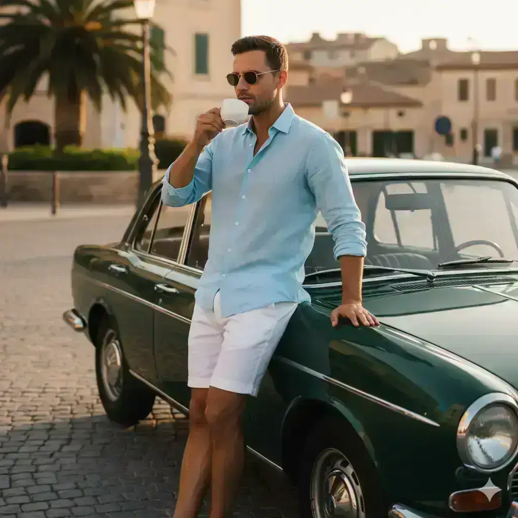 Man With Classic Car Photo