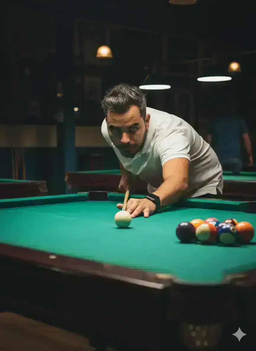 Photorealistic Portrait of a Billiards Player