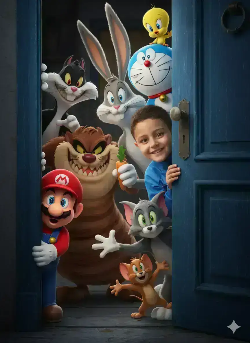 Photorealistic Cartoon Character Gathering