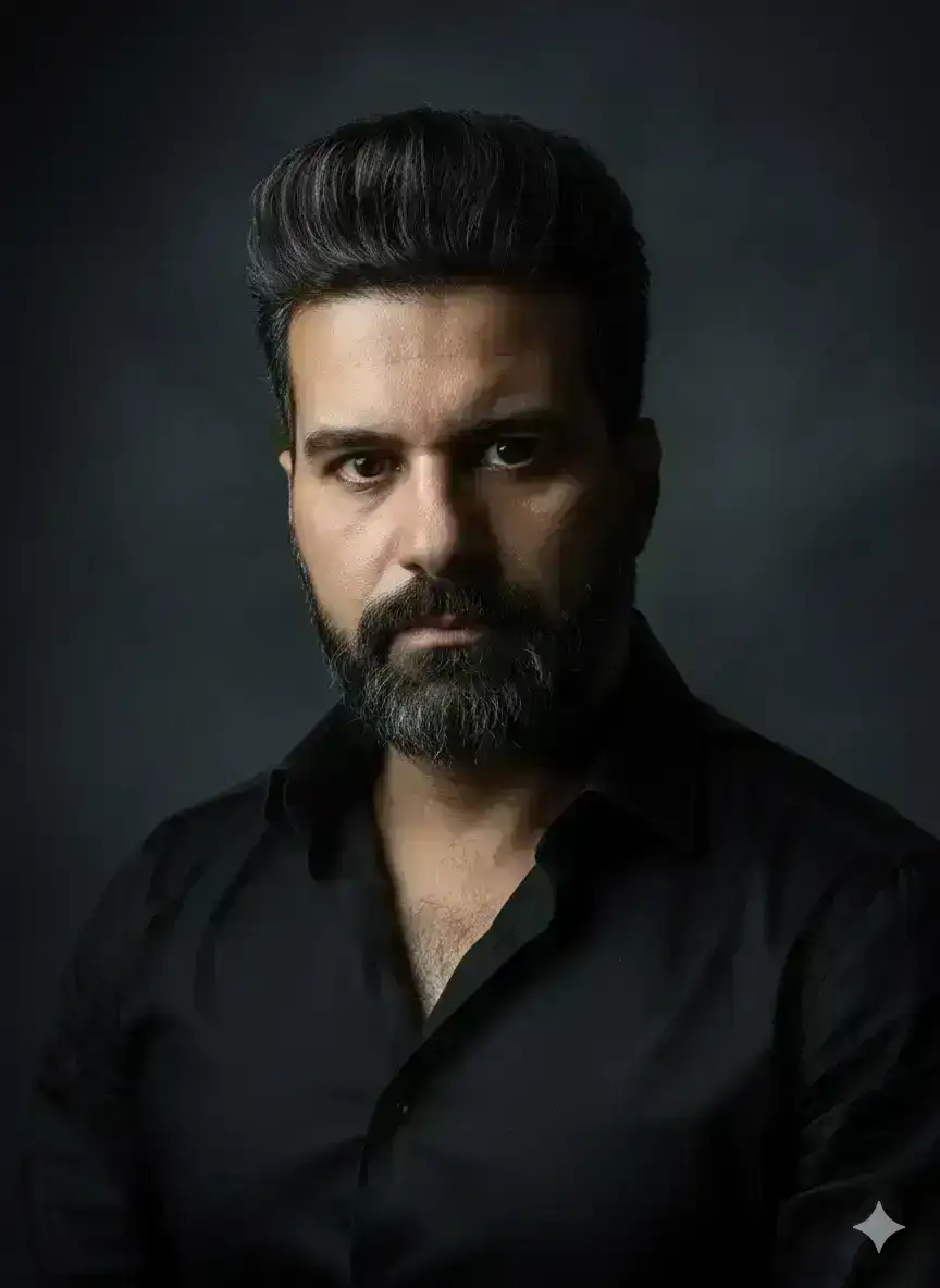 Cinematic studio portrait of a handsome man