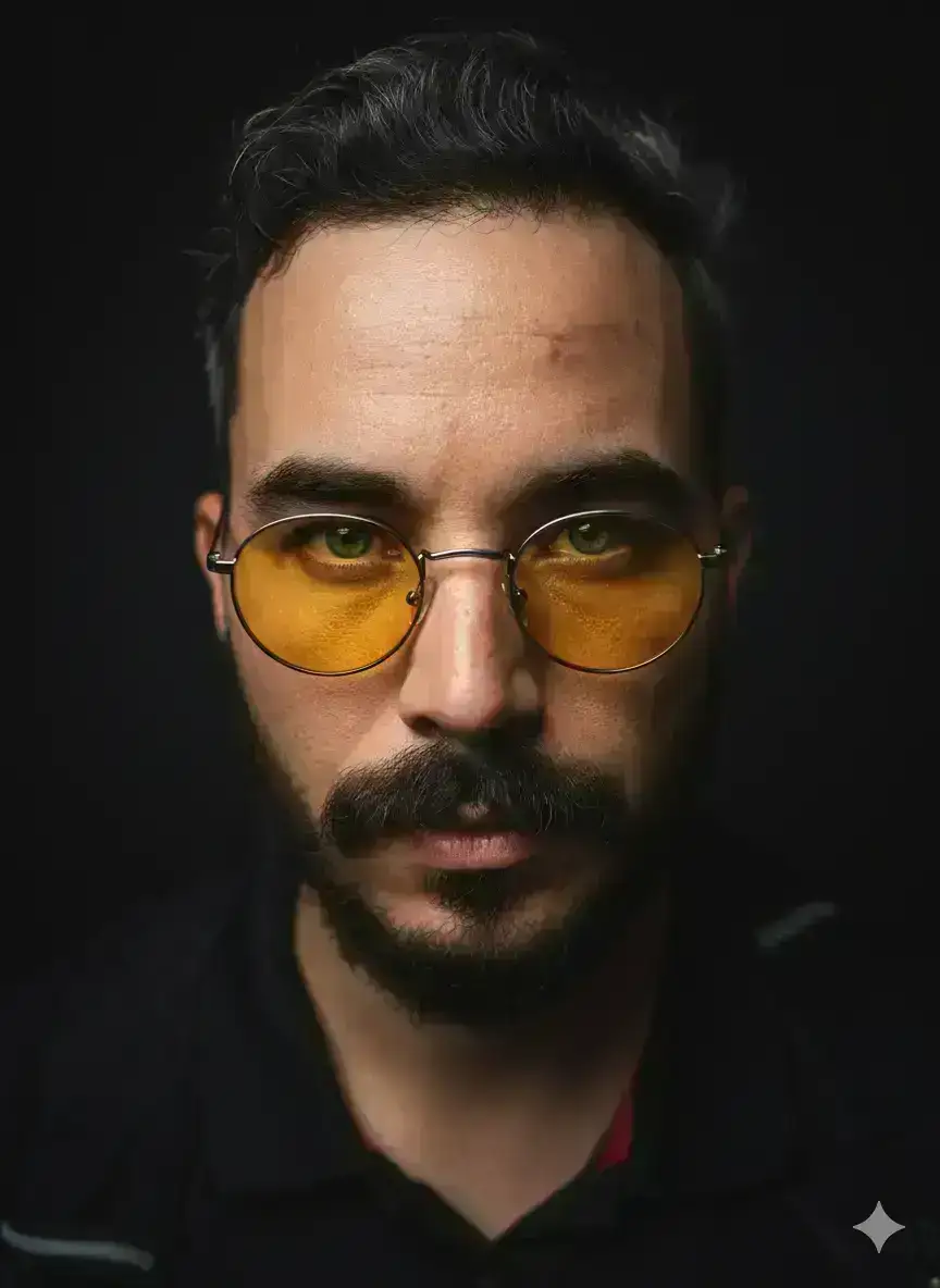 Intense Man's Portrait with Sunglasses