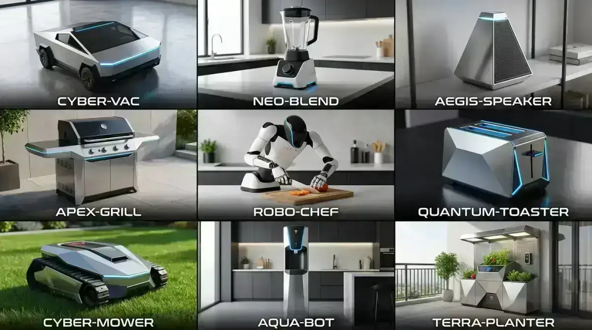 design me 9 new products inspired by 2 of Elon's products