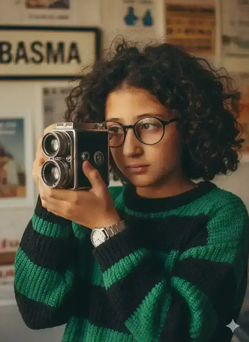 Girl With Vintage Camera Portrait