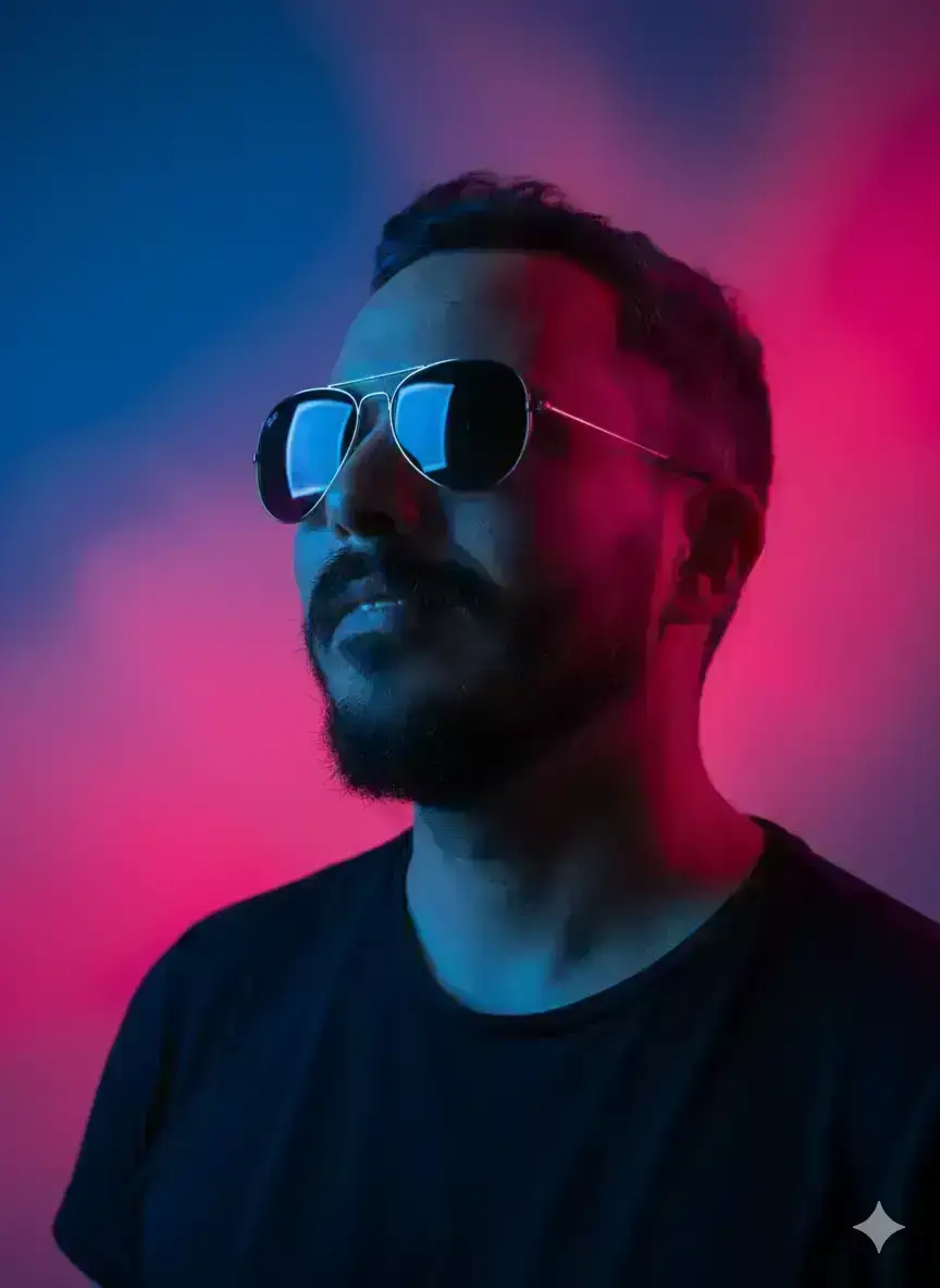 Portrait of a confident young man wearing aviator sunglasses