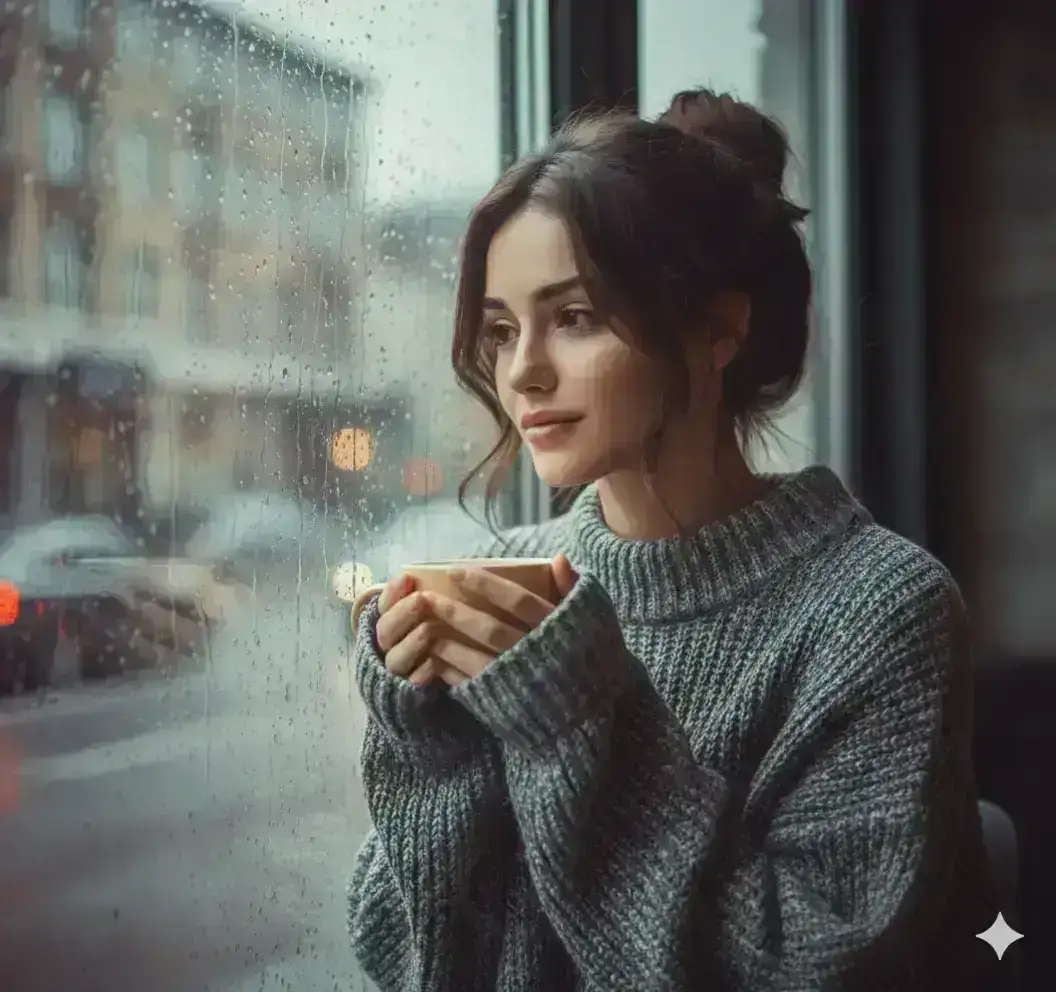 Cozy Rainy Day Coffee Portrait
