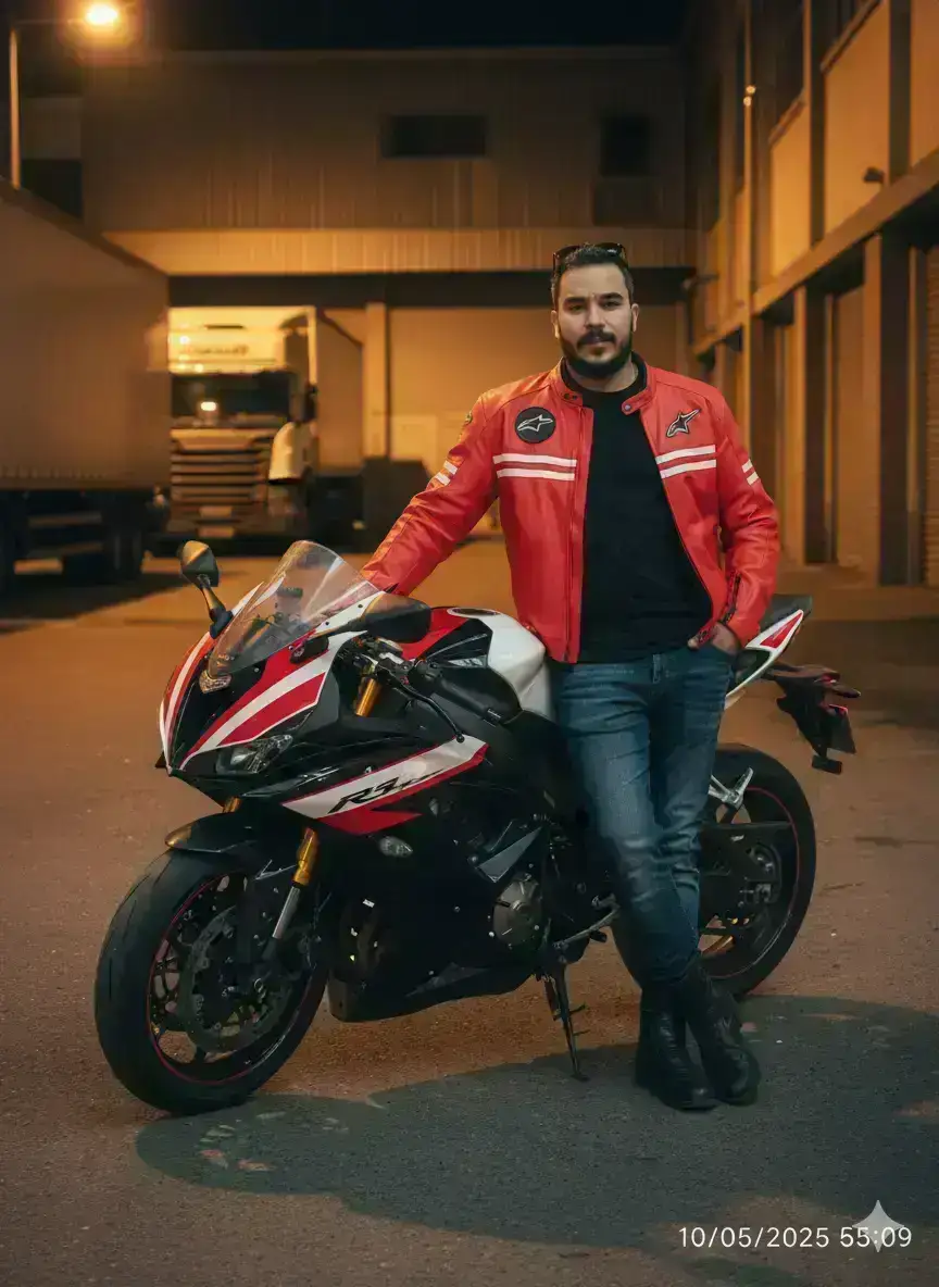 Man in urban style with motorcycle
