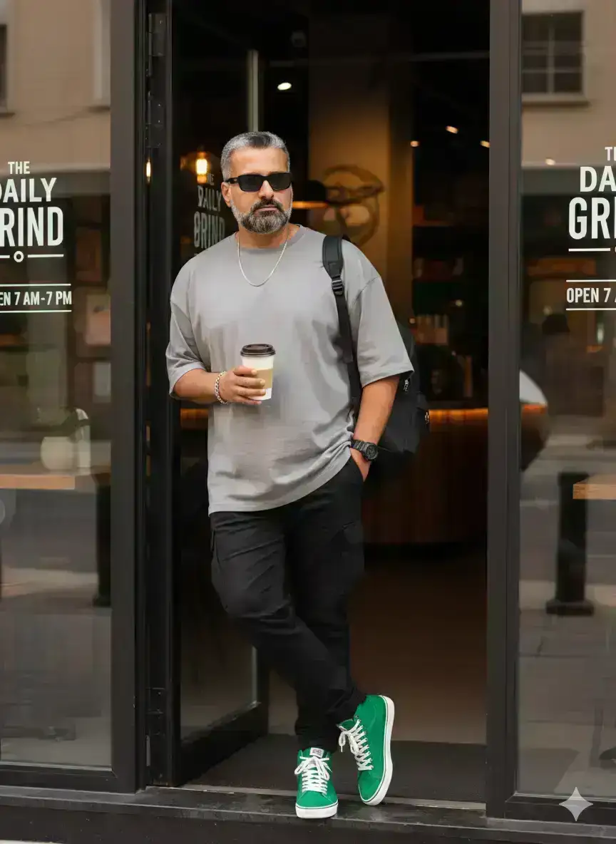 Photorealistic Man In Cafe Entrance